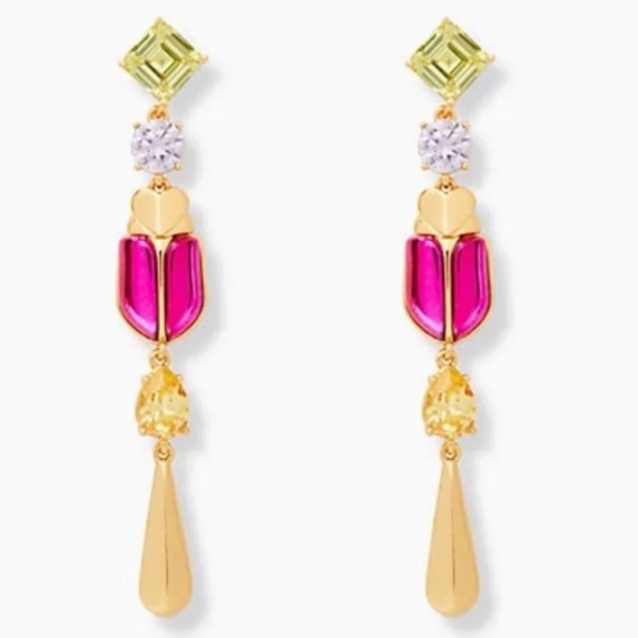 $88 Kate Spade ‘Love Bug’ Beetle Magenta Linear Earrings - Picture 6 of 6